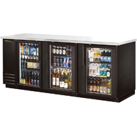 [TRUE TBB-4G-HC-LD BLK] BACK BAR COOLER 91", 3 DOOR GLASS - 115V (32.8CFT) 