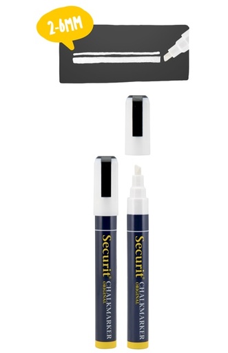 [VM BL-SMA510-WT] SECURIT LIQUID CHALK MARKER POINT 2-6MM WHITE - PACK OF 2 EACH