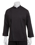 [CHW BCLZ008-XL BLK] HARTFORD CHEF COAT LONG SLEEVE BLACK - SIZE XLARGE