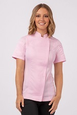 [CHW BCWSZ006-M PINK] SPRINGFIELD CHEF COAT WOMEN'S SHORT SLEEVE PINK - SIZE MEDIUM