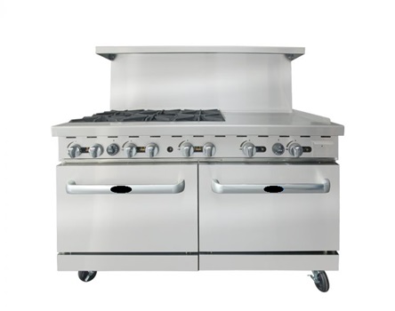 [STAHL AGR-6B24GR] GAS RANGE 36"+ GRIDDLE 24" - 6 BURNER W/OVEN (153CM)