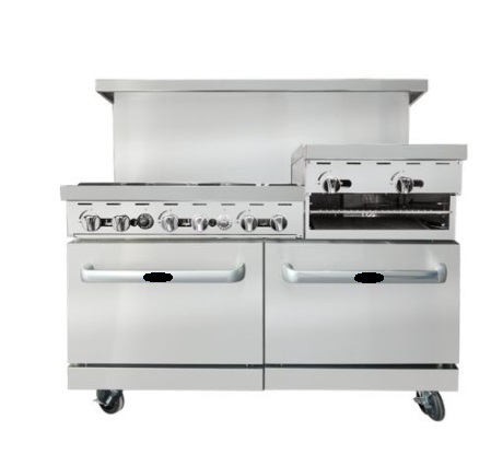 [STAHL AGR-6B24RGB] GAS RANGE 36"+ GRIDDLE 24"+ BROILER - 6 BURNER W/OVEN (153CM)