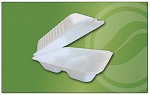 [TOC 8X8-3C FIBER WHT] 3-COMPARTMENT FIBER CONTAINER 8X8" - CASE OF 4 PACK