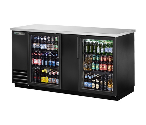 [TRUE TBB-3G-HC-LD BLK] BACK BAR COOLER 69", 2 DOOR GLASS - 115V (24.4CFT) 
