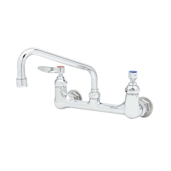 [TS B-2414] 8" WALL MOUNT FAUCET - 8 " SWIVEL SPOUT, COMPRESSION CARTRIDGES