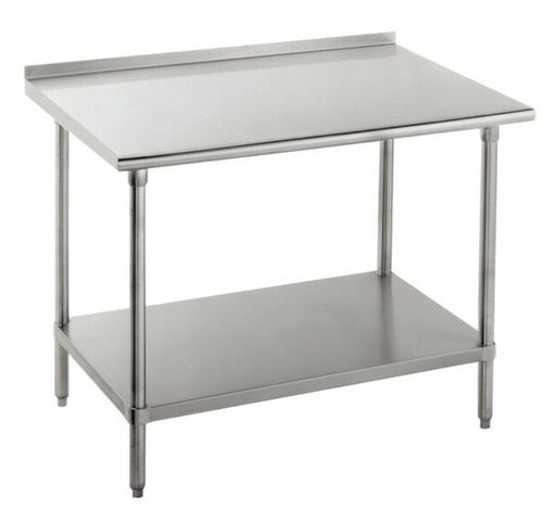 [ADVANCE TAB FLG-302] WORK TABLE W/UNDERSHELF+BACKSPLASH, 30"x24" - SS TOP TBD 