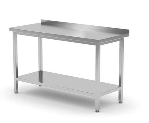 [HEN 812754] WORK TABLE W/UNDERSHELF+BACKSPLASH, 1600x700x(H)850