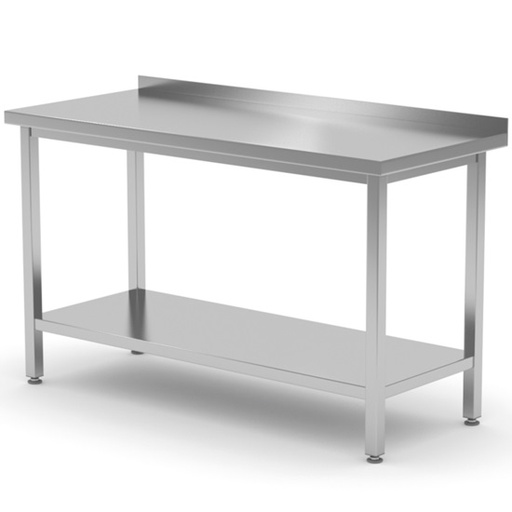[HEN 812723] WORK TABLE W/UNDERSHELF+BACKSPLASH, 1000x700x(H)850 