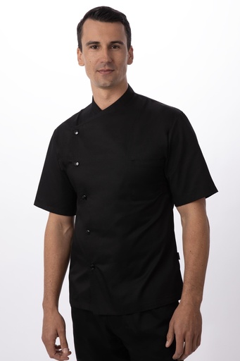 [BRAG BR0852-L BLK] JULIUS CHEF COAT SHORT SLEEVES BLACK - SIZE LARGE/40