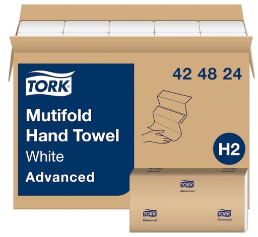 [TORK 424824] MULTIFOLD TOWELS WHITE 1 PLY TBD - CASE OF 4000 EACH
