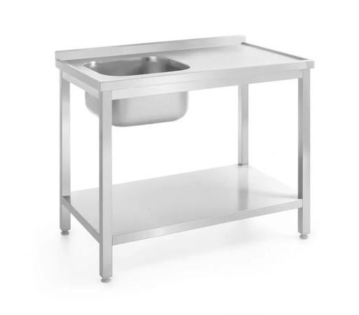 [HEN 812945] CHEF TABLE SS, 40"x28", WITH LEFT SINK & SHELF (100X70CM)