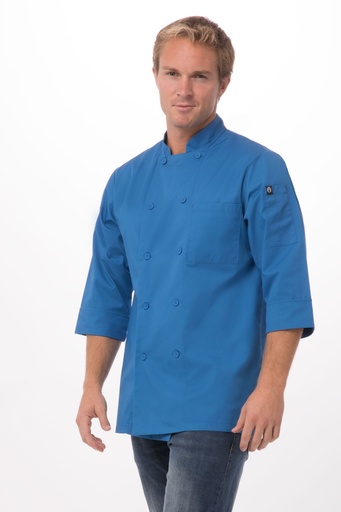 [CHW JLCL-S BLUE] MOROCCO CHEF COAT 3/4 SLEEVE BLUE - SIZE SMALL