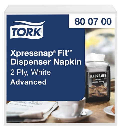 [TORK 800700] XPRESSNAP FIT REFILL NAPKIN 2PLY WHITE - CASE OF 4320 EACH