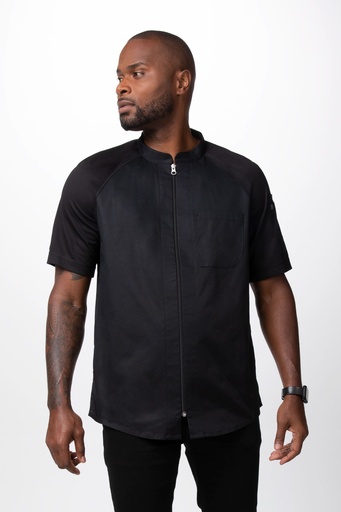 [CHW CBZ04-S BLK] ARCADIA CHEF COAT MEN'S SHORT SLEEVE BLACK - SIZE SMALL