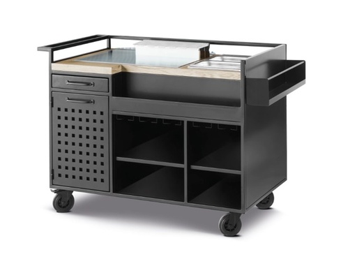 [PUJ P90910] COCKTAIL TROLLEY W/SS WORK MODULE
