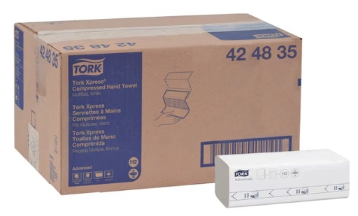 [TORK 424835] COMPRESSED MULTIFOLD TOWELS WHITE 1 PLY - CASE OF 4000 EACH