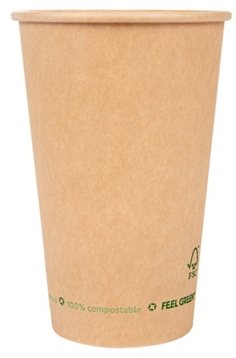 [GDP 261.50] HOT/COLD PLASTIC FREE PAPER CUP 22oz KRAFT SRT/TBD - PACK OF 50 EACH