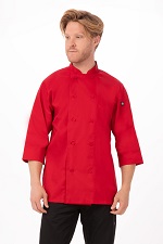 [CHW JLCL-2XL RED] MOROCCO CHEF COAT 3/4 SLEEVE RED - SIZE 2XLARGE 