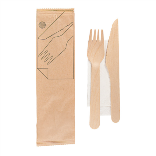 [GDP 250.62] CUTLERY SET KRAFT SACHET NAPKIN/FORK/KNIFE TBD - PACK OF 100 SETS