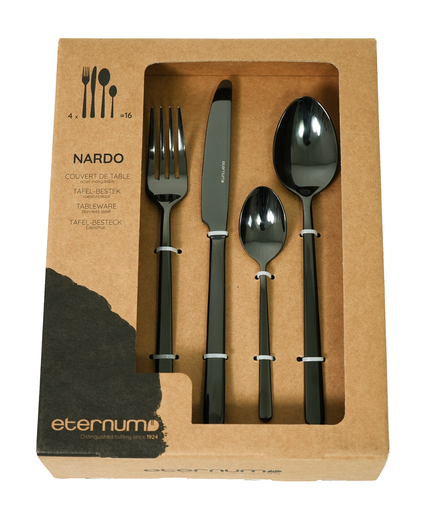 [ETE NAR 1235-BP16] CUTLERY SET NARDO BLACK - SET OF 16 PIECES