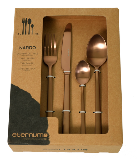 [ETE NAR 1247-BP16] CUTLERY SET NARDO COPPER - SET OF 16 PIECES 