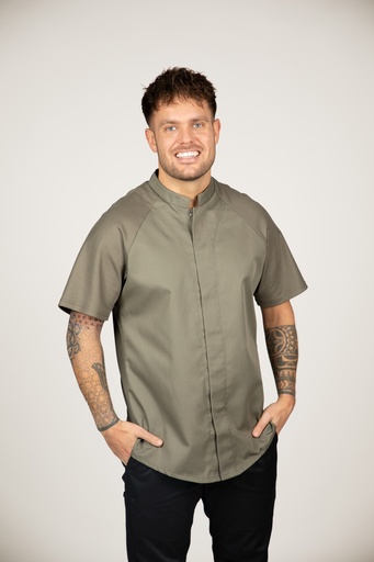 [DENA 41962] NASSAU CHEF COAT SHORT SLEEVE OLIVE GREEN - SIZE SMALL