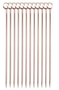 [BAR M37031CP] COCKTAIL PICKS CIRCLE TOP COPPER PLATED - SET OF 12 EACH 