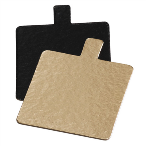 [GDP 147.21] TWO SIDES CARDBOARD FOR PATISSERIE GOLD & BLACK 8X8CM - BOX OF 250 EACH 