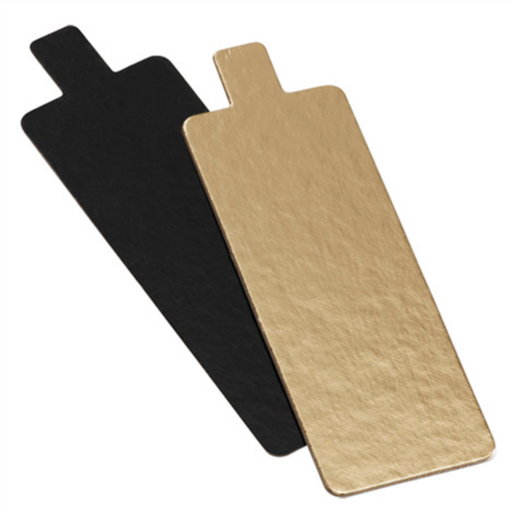 [GDP 147.22] TWO SIDES CARDBOARD FOR PATISSERIE GOLD & BLACK 4.5X13CM - BOX OF 250 EACH  