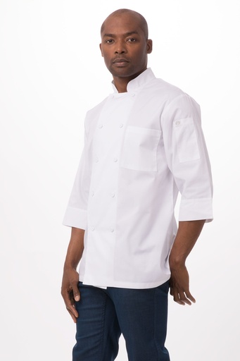 [CHW JLCL-WHT-M] MOROCCO CHEF COAT 3/4 SLEEVE WHITE - SIZE MEDIUM 