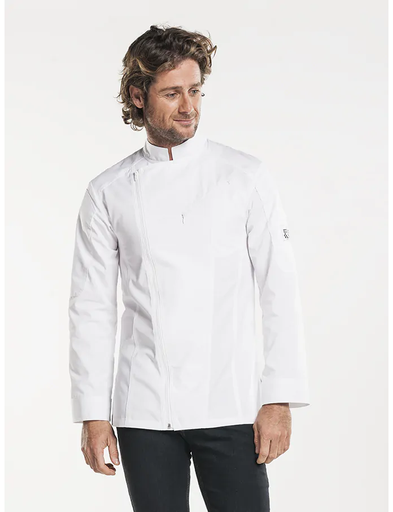 [CHD 287-SMALL] CHEF JACKET BIKER WHITE TBD - SIZE SMALL