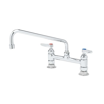 [TS B-0221] 8" DECK MOUNT FAUCET - 12" SWIVEL SPOUT, COMPRESSION CARTRIDGES